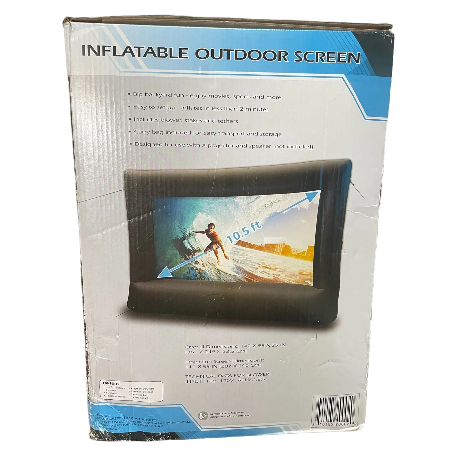 10.5 Foot Easy Set Up and Pack Down Inflatable Outdoor Movie TV Screen