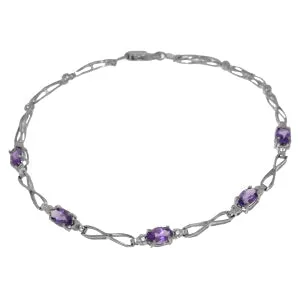 1.16 Carat 14K Solid White Gold Love And Respect Amethyst Diamond Bracelet