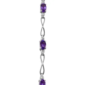 1.16 Carat 14K Solid White Gold Love And Respect Amethyst Diamond Bracelet