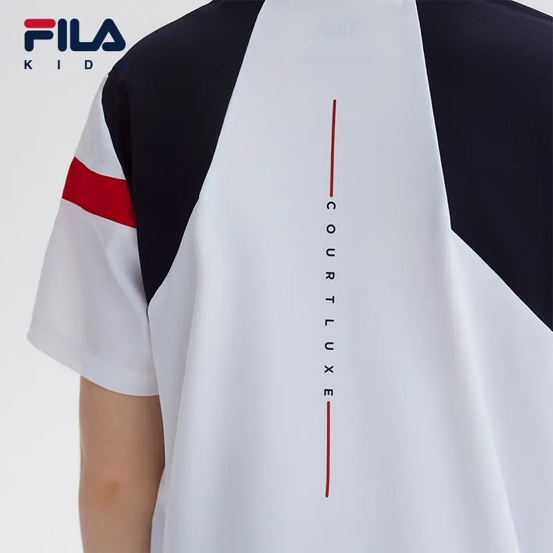 (130-165cm) FILA KIDS ART IN SPORTS PERFORMANCE TENNIS Boy's Short Sleeve Polo in White