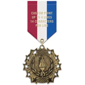 2-1/4" Custom TS Award Medal With Specialty Satin Drape Ribbon