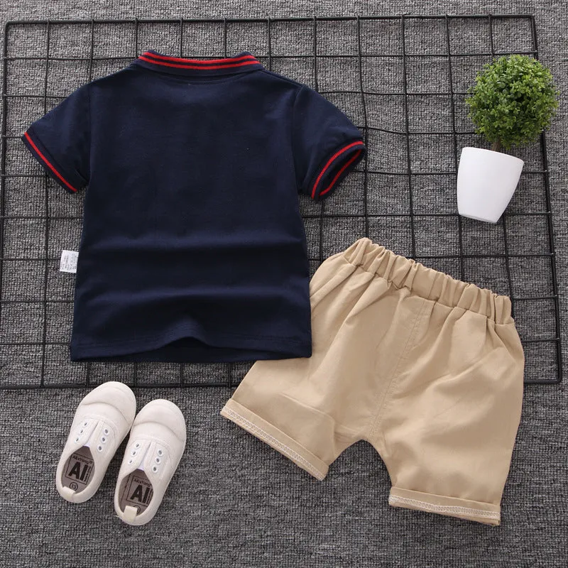 2019 Summer Kids clothing Boys Baby Sets Sports leisure cartoon short-sleeved T-shirt   pants 2 Pcs Baby Set