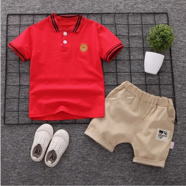 2019 Summer Kids clothing Boys Baby Sets Sports leisure cartoon short-sleeved T-shirt   pants 2 Pcs Baby Set