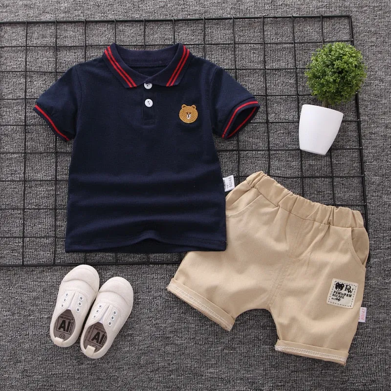 2019 Summer Kids clothing Boys Baby Sets Sports leisure cartoon short-sleeved T-shirt   pants 2 Pcs Baby Set