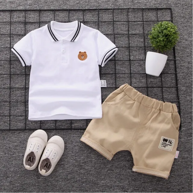 2019 Summer Kids clothing Boys Baby Sets Sports leisure cartoon short-sleeved T-shirt   pants 2 Pcs Baby Set