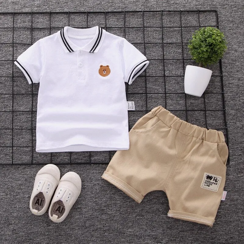 2019 Summer Kids clothing Boys Baby Sets Sports leisure cartoon short-sleeved T-shirt   pants 2 Pcs Baby Set