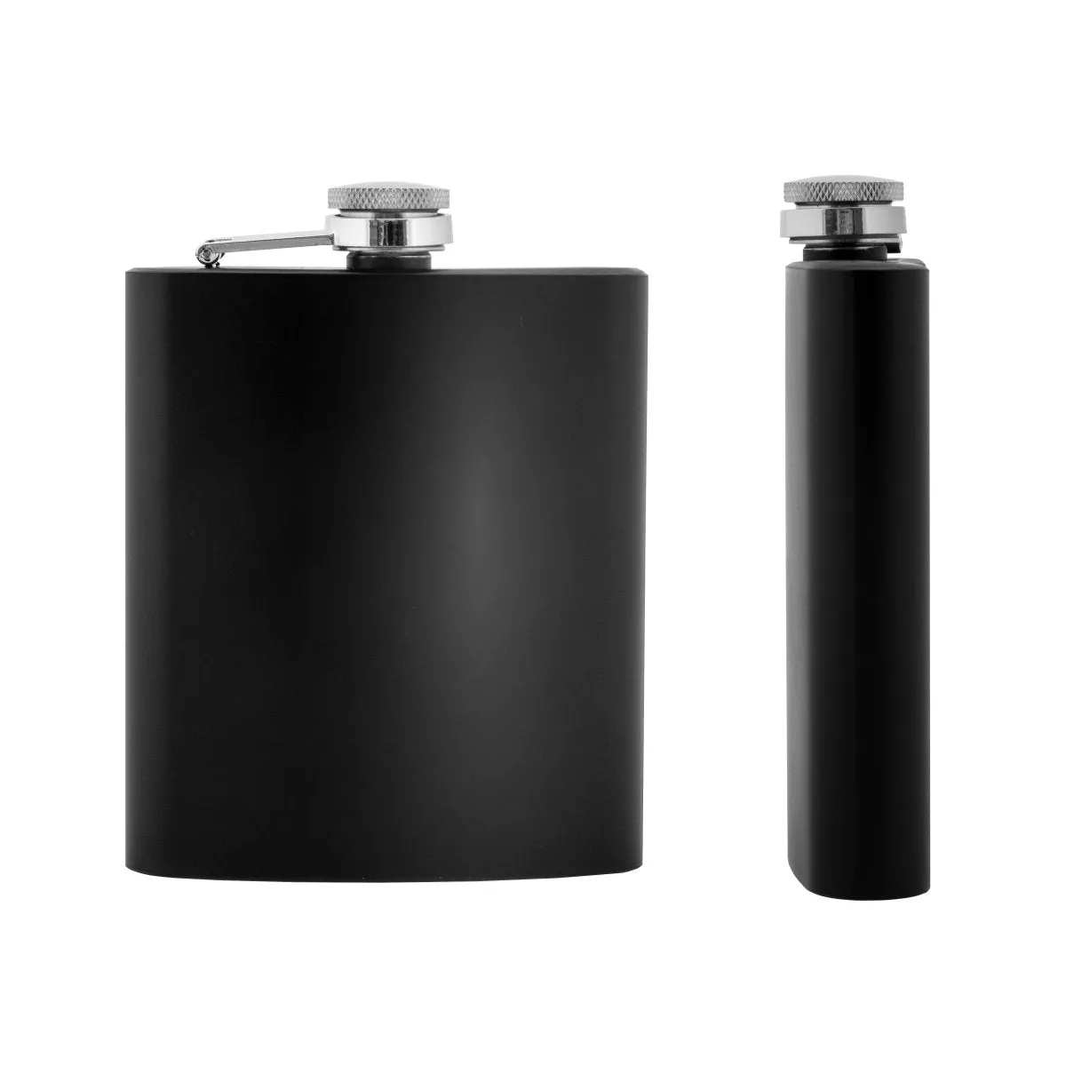 7 oz Black Stainless Steel Liquor Hip Flask, Smooth Coating Set of Three