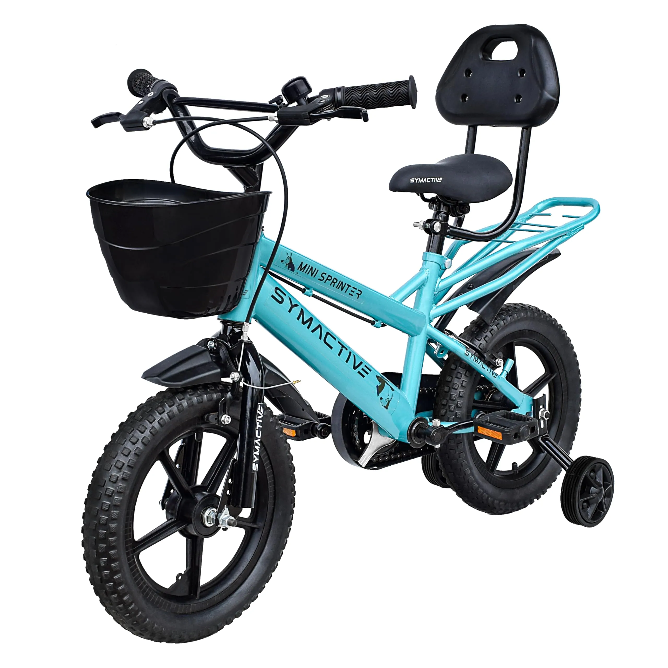 Amazon Brand - Symactive Mini Sprinter, 14T Single Speed Kids Rigid Suspension Cycle/Bicycle/Bike, Caliper - Brakes, Frame Size: 10 Inch, Age: 3-5 Yr, Eva Tyre (Pearlized Blue/Green, Unisex)