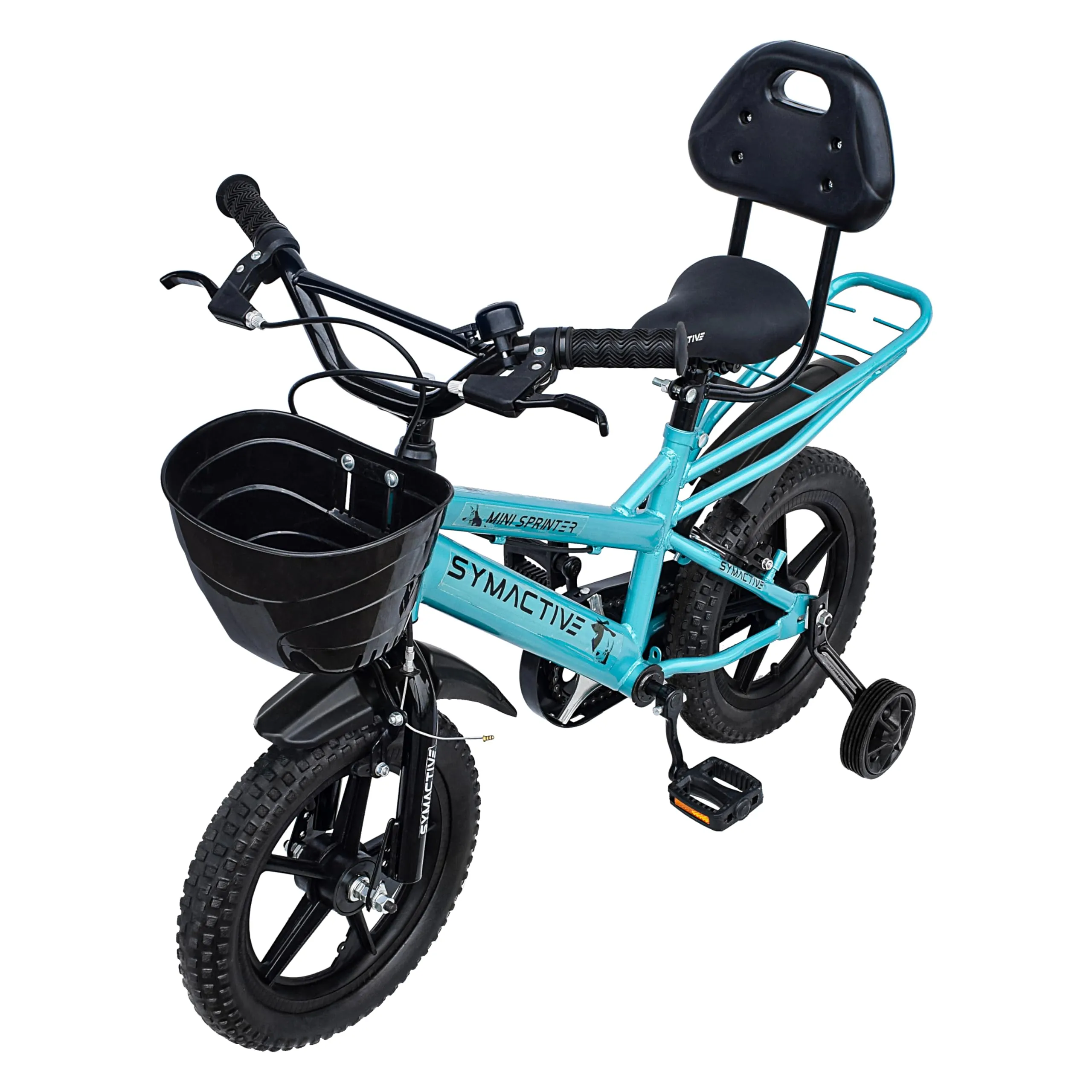 Amazon Brand - Symactive Mini Sprinter, 14T Single Speed Kids Rigid Suspension Cycle/Bicycle/Bike, Caliper - Brakes, Frame Size: 10 Inch, Age: 3-5 Yr, Eva Tyre (Pearlized Blue/Green, Unisex)