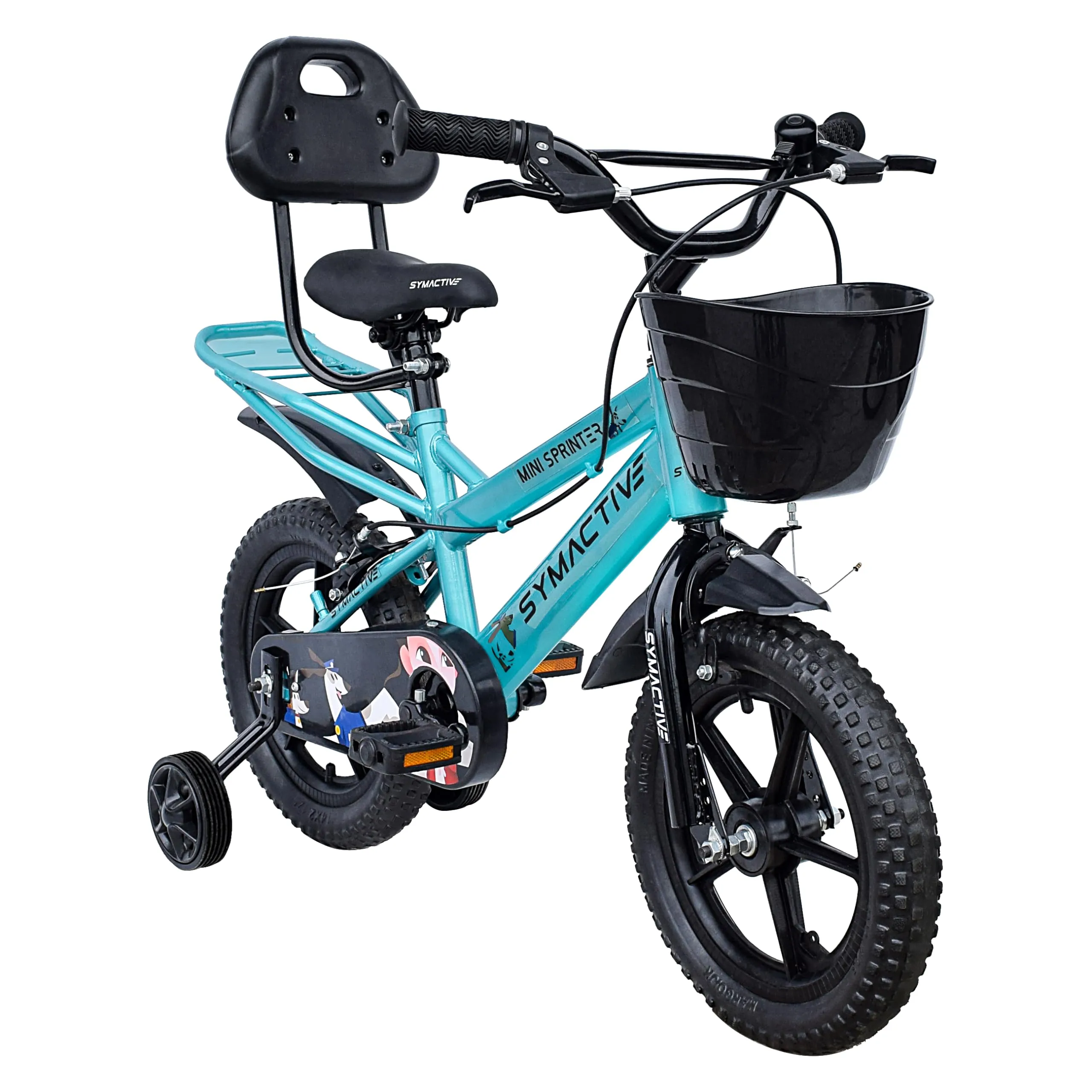 Amazon Brand - Symactive Mini Sprinter, 14T Single Speed Kids Rigid Suspension Cycle/Bicycle/Bike, Caliper - Brakes, Frame Size: 10 Inch, Age: 3-5 Yr, Eva Tyre (Pearlized Blue/Green, Unisex)