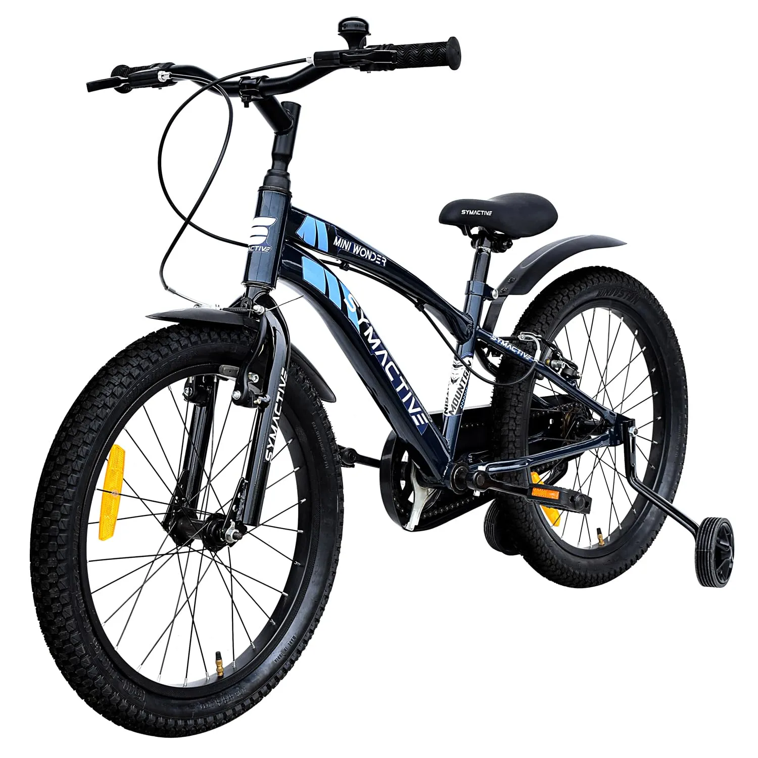 Amazon Brand - Symactive Mini Wonder, 20T Single Speed Kids Cycle/Bicycle/Bike, V-Brakes, Frame Size: 11.5 inch, Age: 5-12 Yr, Steel Rim (Dark Blue, Unisex)