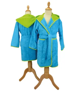 Aqua Blue/Lime Green - ARTG® Boyzz & Girlzz® hooded bathrobe