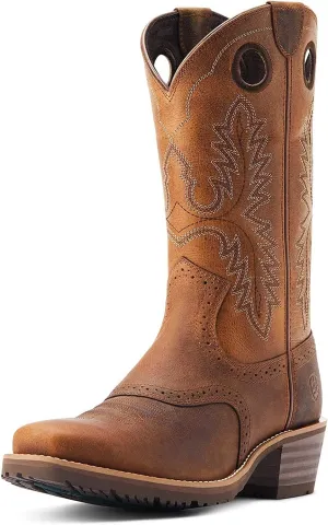 Ariat Men's Hybrid Roughstock Square Toe Western Boot, Sorrel Crunch