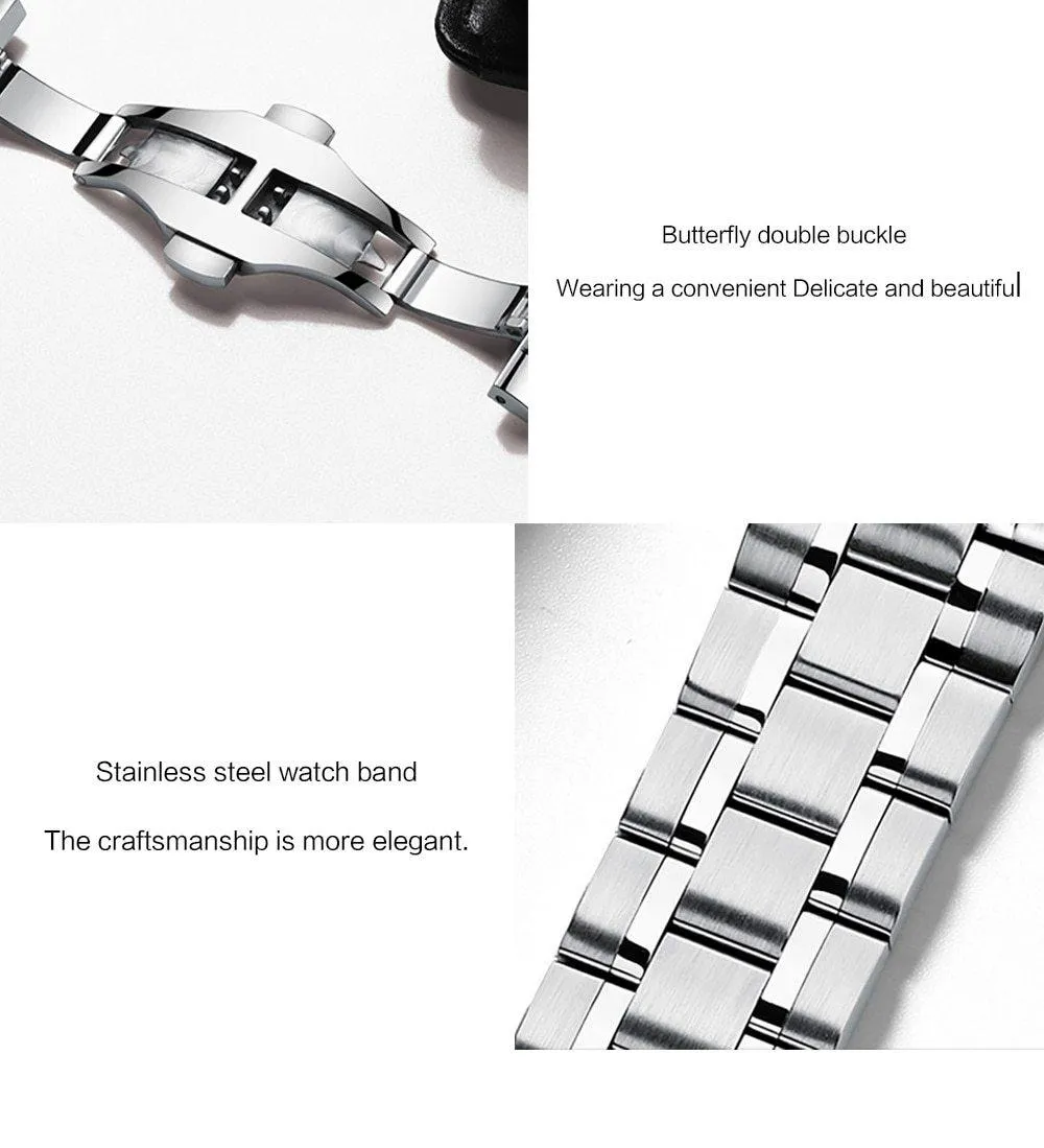 Automatic Mechanical Men's Watch Stainless Steel Japan NH35A Curved Glass Business Fashion Leisure Waterproof Wrist Watch