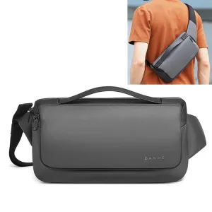 BANGE Sports Leisure Chest Bag Business Waist Bag Trendy Fashion Messenger Bag Shoulder Bag (Grey)