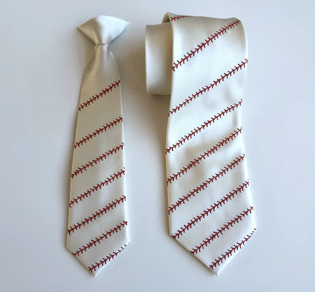 Baseball necktie. Baseball stitch print silk tie