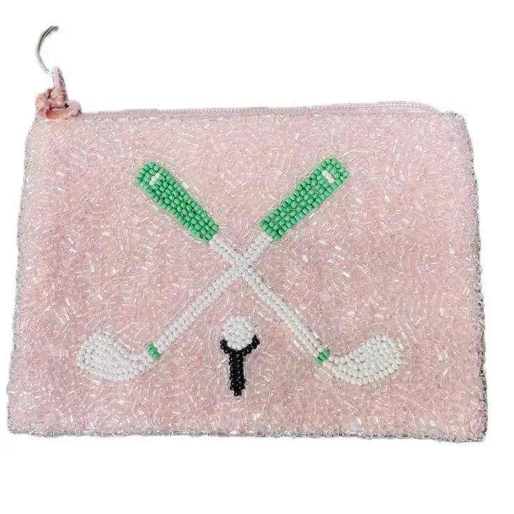 Beaded Sports Coin Pouch