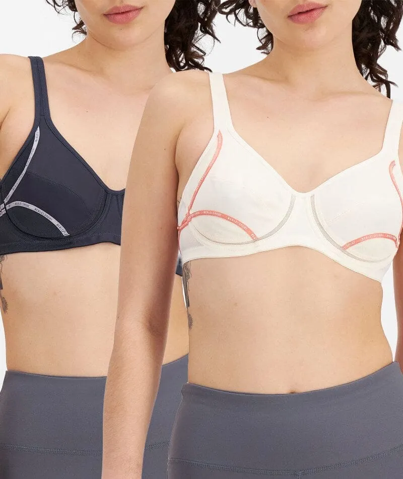 Berlei Electrify Underwire 2 Pack Sports Bra - Snow Blossom/Charcoal