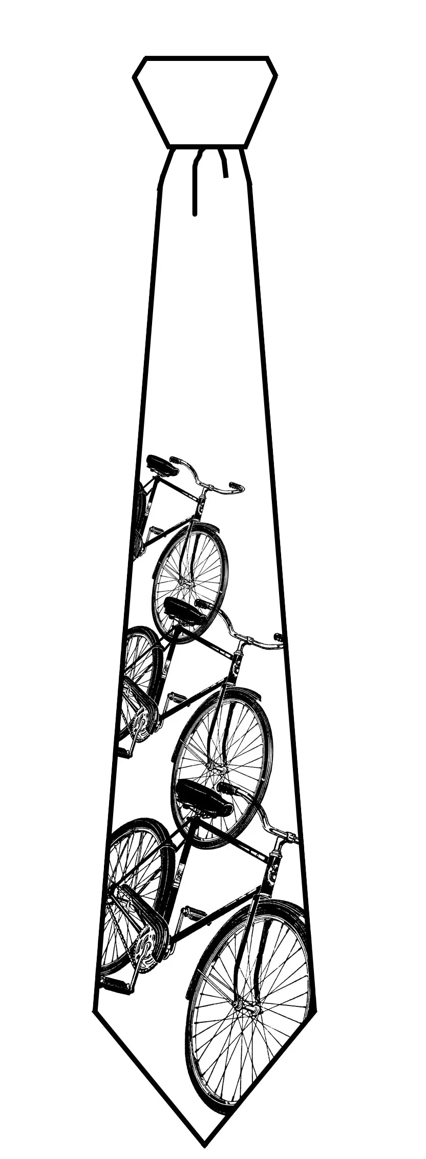 Bicycle Silk Necktie. Triple Cruiser Bike tie