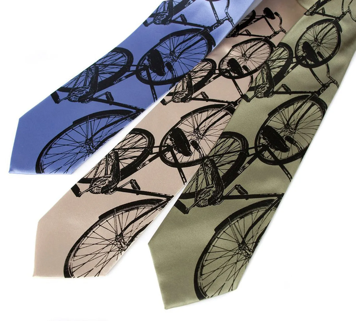 Bicycle Silk Necktie. Triple Cruiser Bike tie