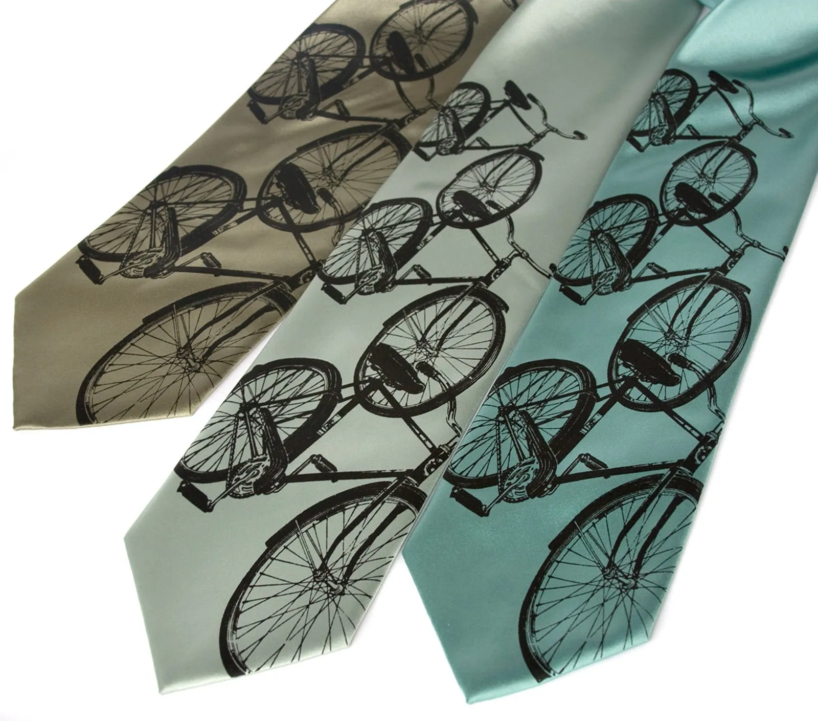 Bicycle Silk Necktie. Triple Cruiser Bike tie