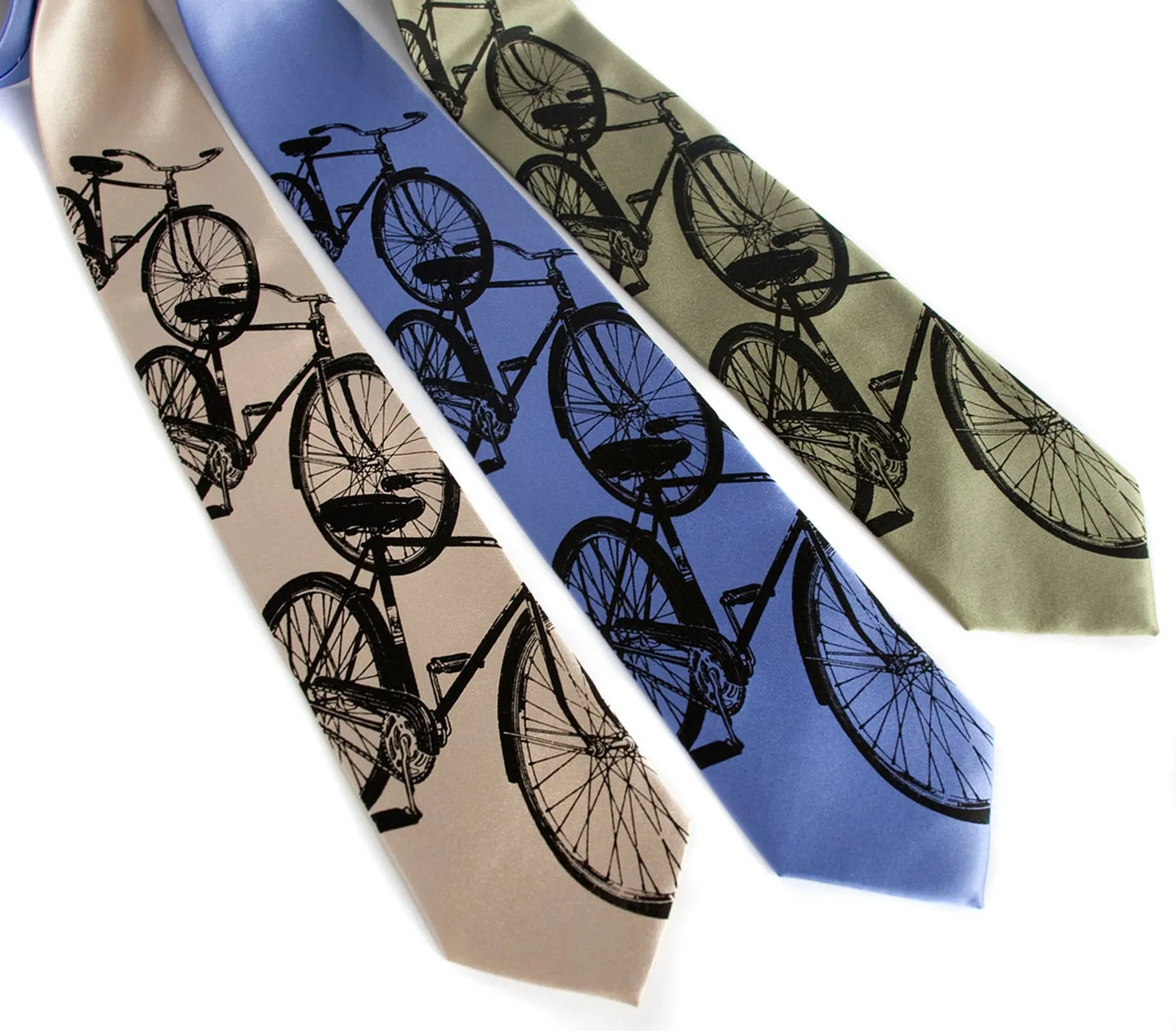 Bicycle Silk Necktie. Triple Cruiser Bike tie