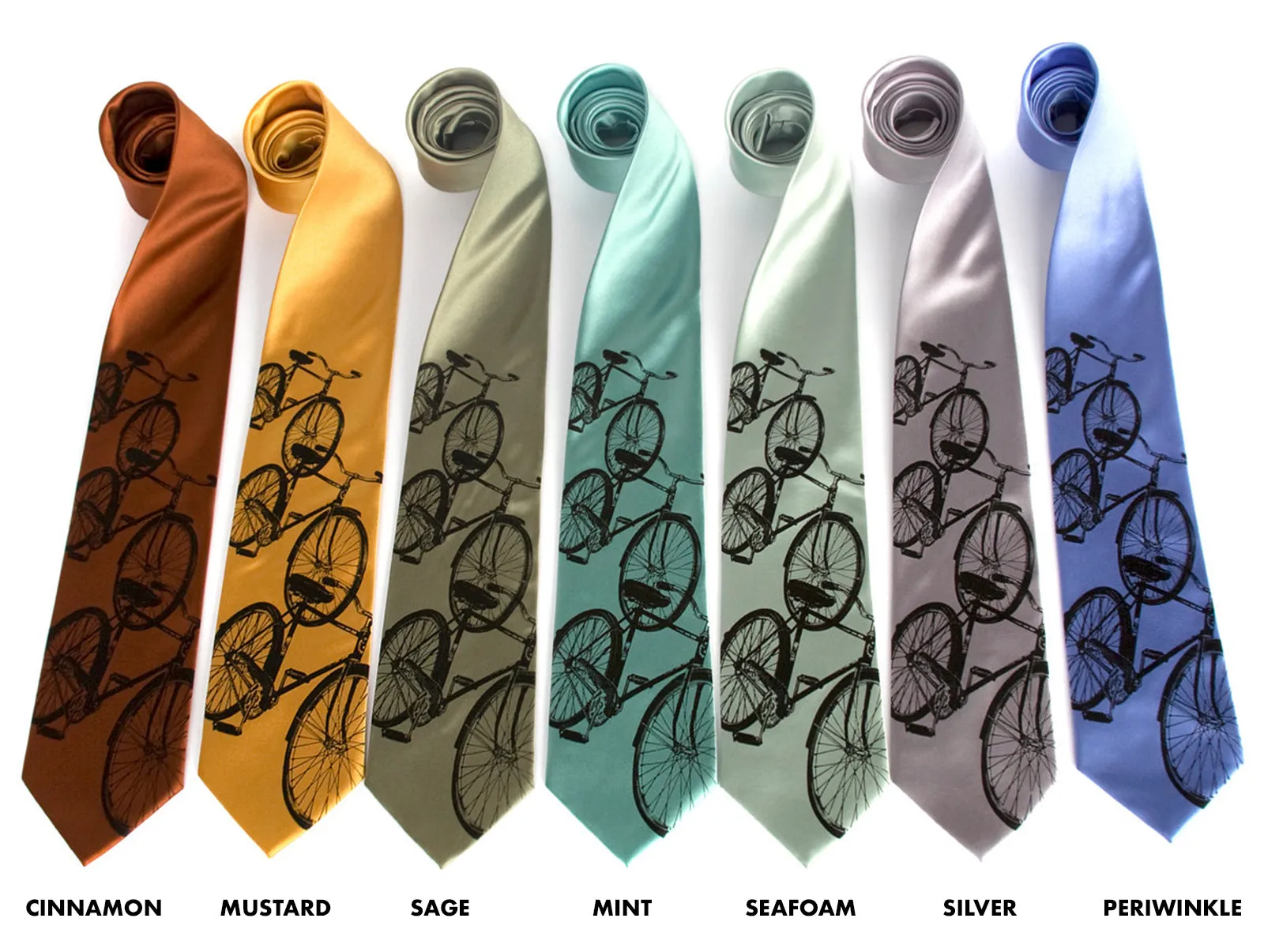 Bicycle Silk Necktie. Triple Cruiser Bike tie