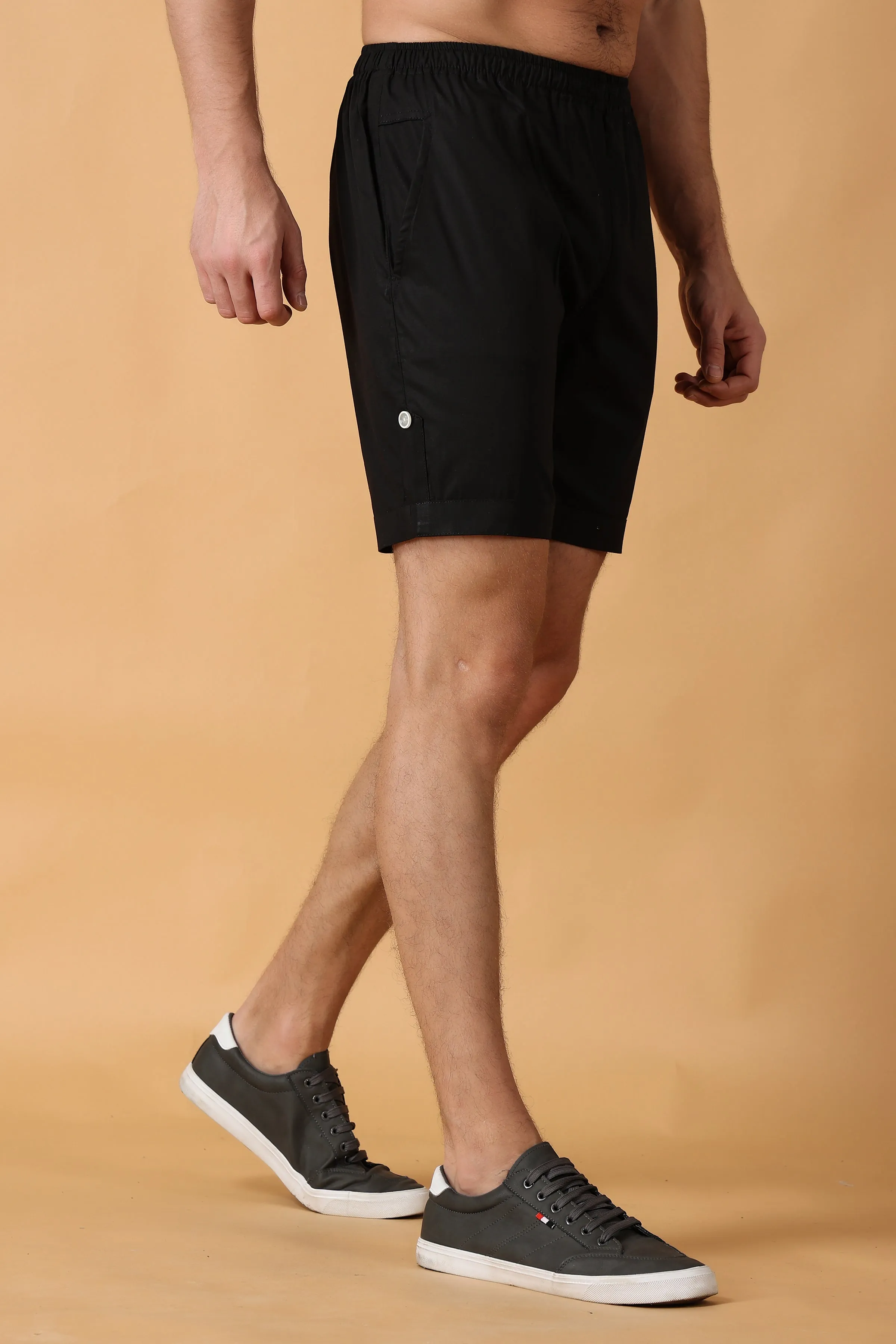 Black Cotton Shorts