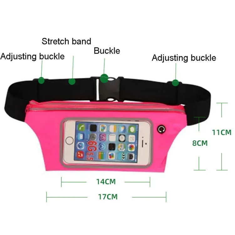 Contact Screen Sports Cell Phone Waist Pack Outdoor Leisure Gear Bag(Rose Red)