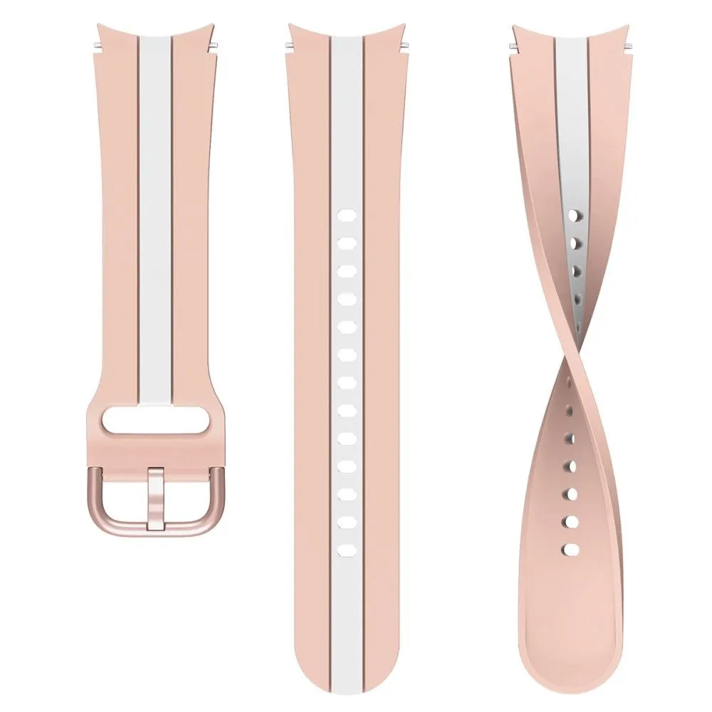 Cool line design silicone watch strap for Samsung Galaxy Watch 4 - Pink / White