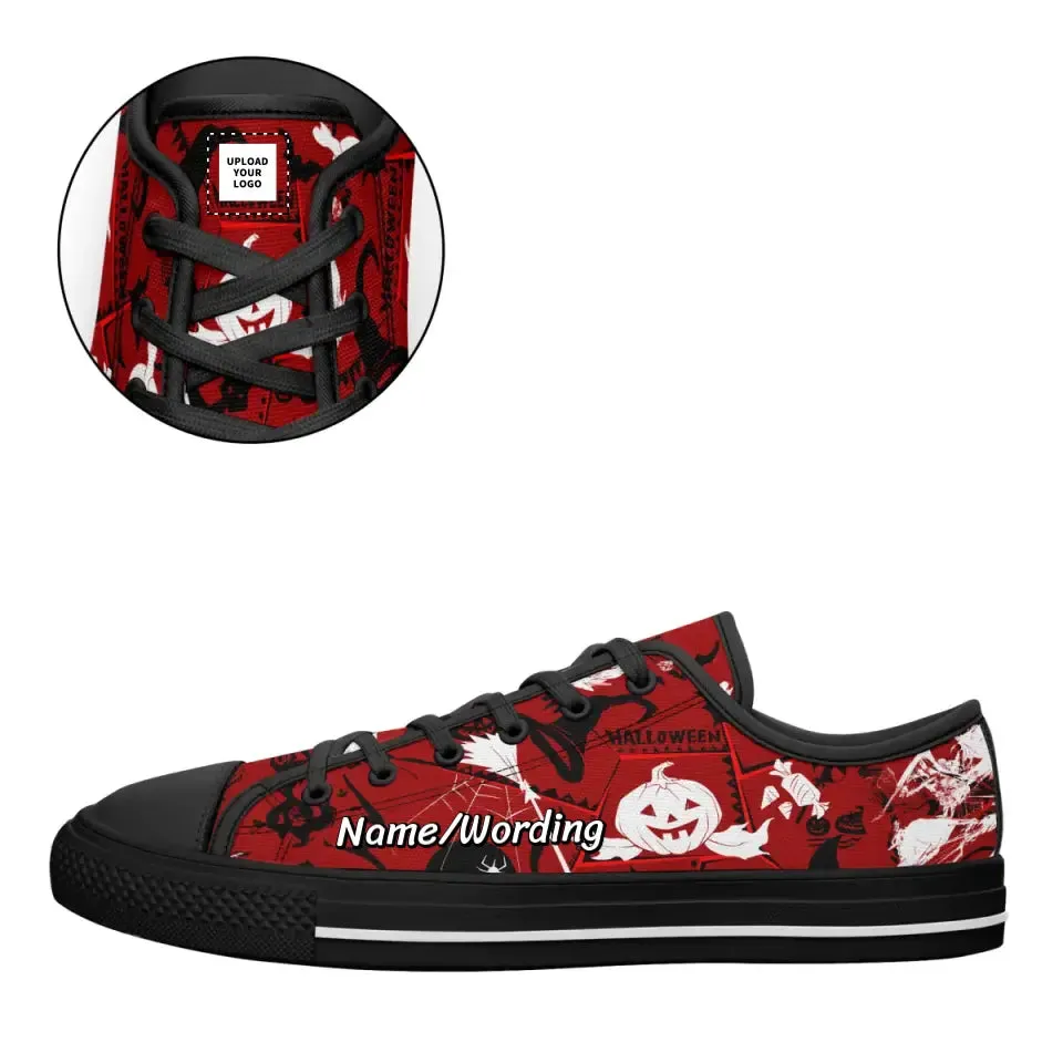 Corporate Thank You Gifts, business holiday gifts Personalized Happy Halloween Sneakers, Custom Pumpkin Shoes, Skull, Bat Shoes, Canvas Shoes Gift,KWL-7219-23023001