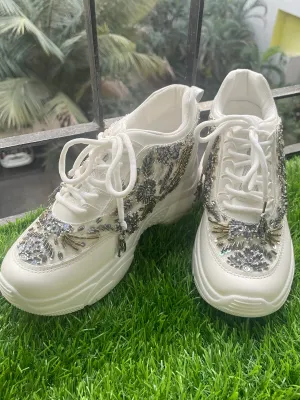 Dark Silver Grey Work Designer Bridal Sneakers