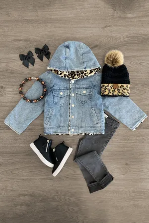 Denim Cheetah Fur Jacket