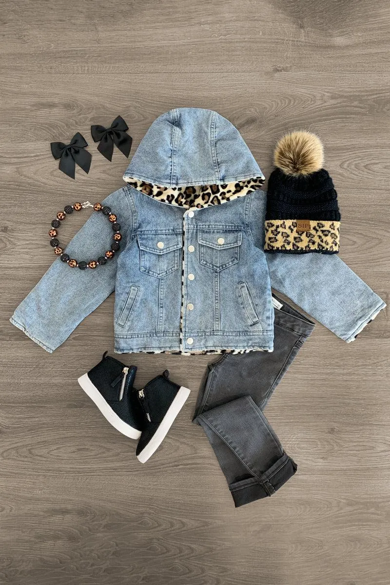 Denim Cheetah Fur Jacket