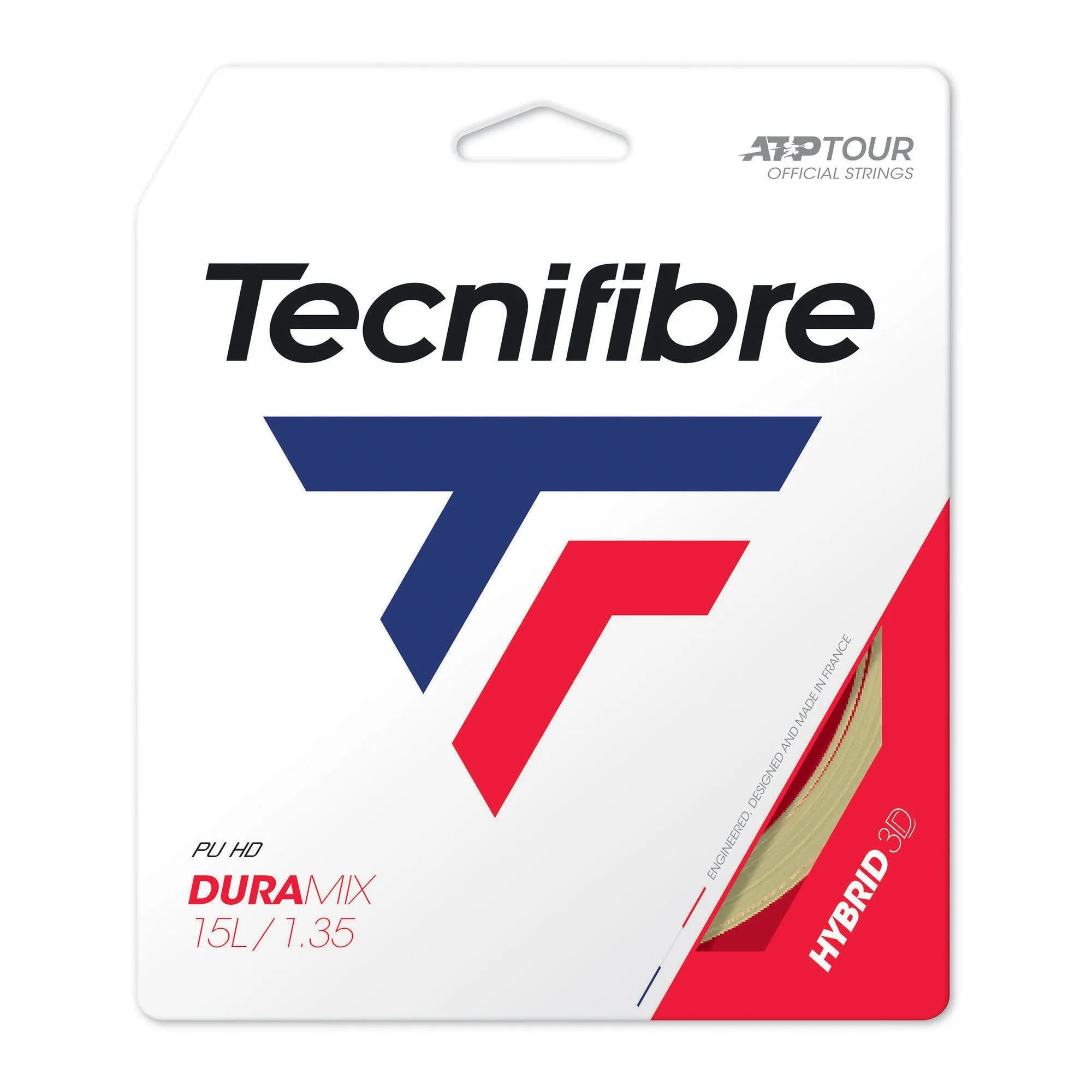 Duramix polyester multi-fibre tennis string 1.35 mm TECNIFIBRE, light yellow