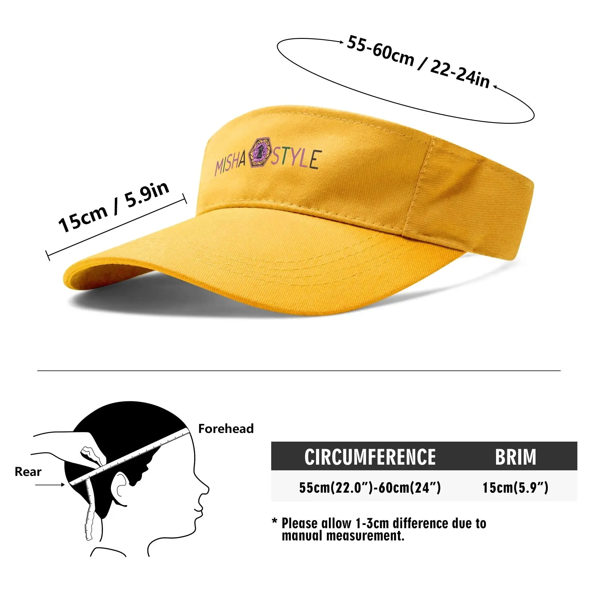 Embroidered Sun Visor Caps - Yellow