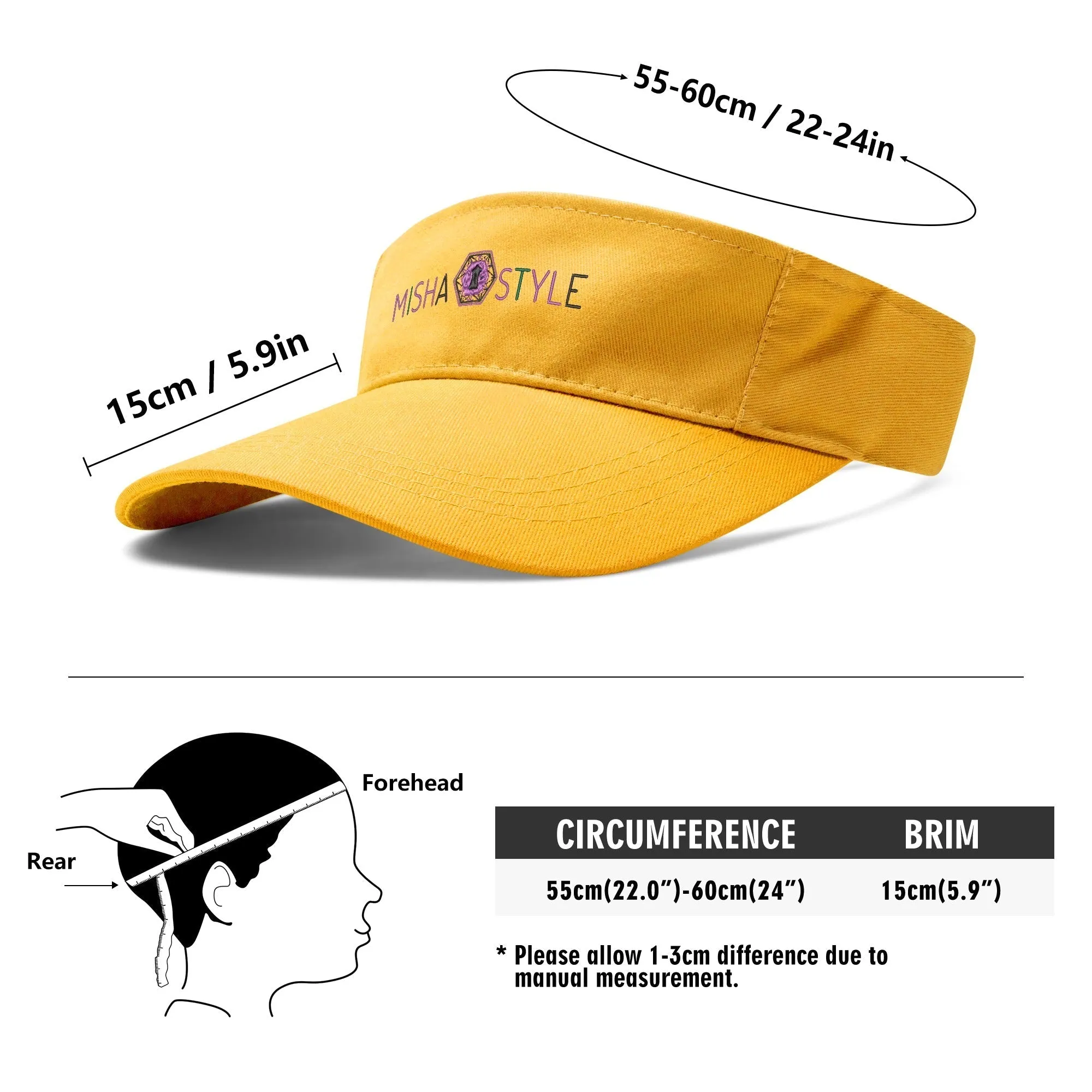 Embroidered Sun Visor Caps - Yellow