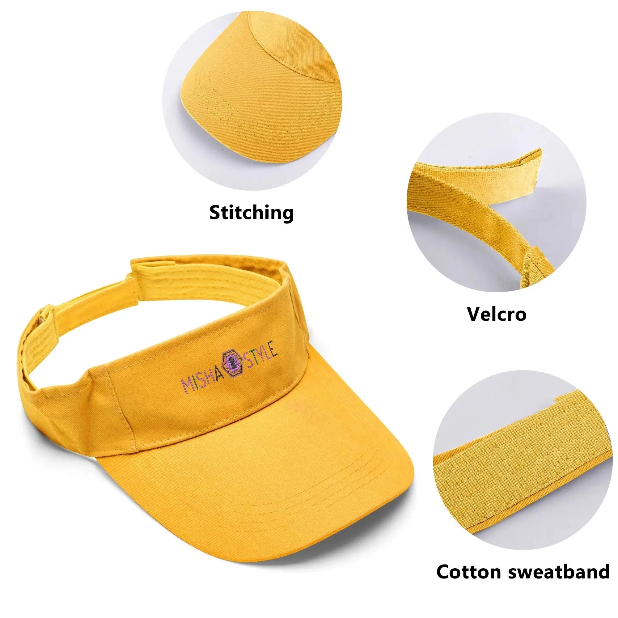 Embroidered Sun Visor Caps - Yellow