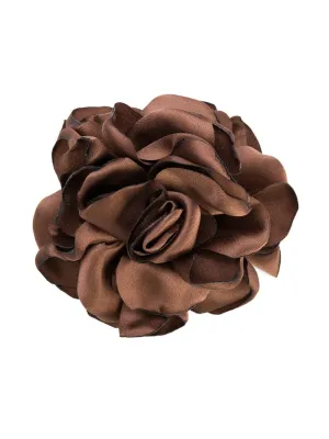 Eva Coffee Silk Flower Brooch