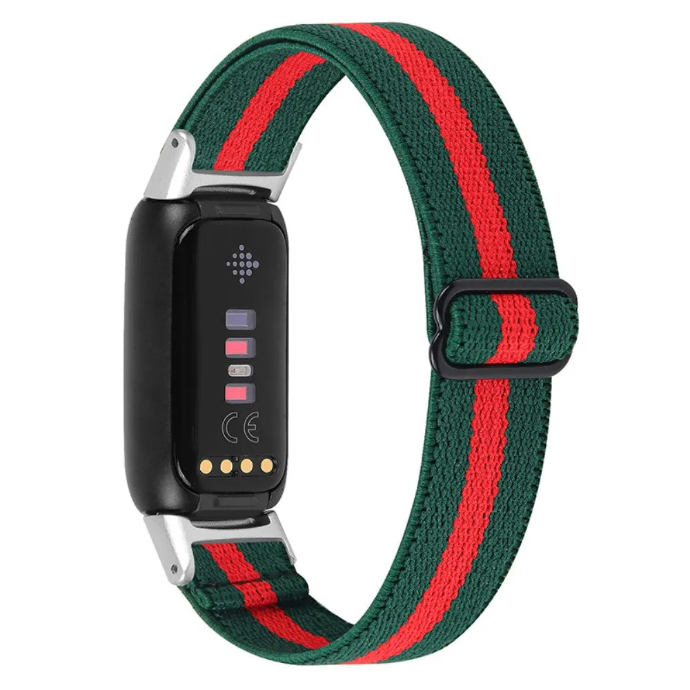 Fitbit Luxe color splice elastic watch strap - Army Green / Red