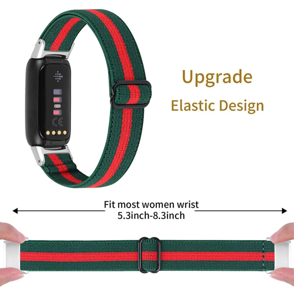 Fitbit Luxe color splice elastic watch strap - Army Green / Red