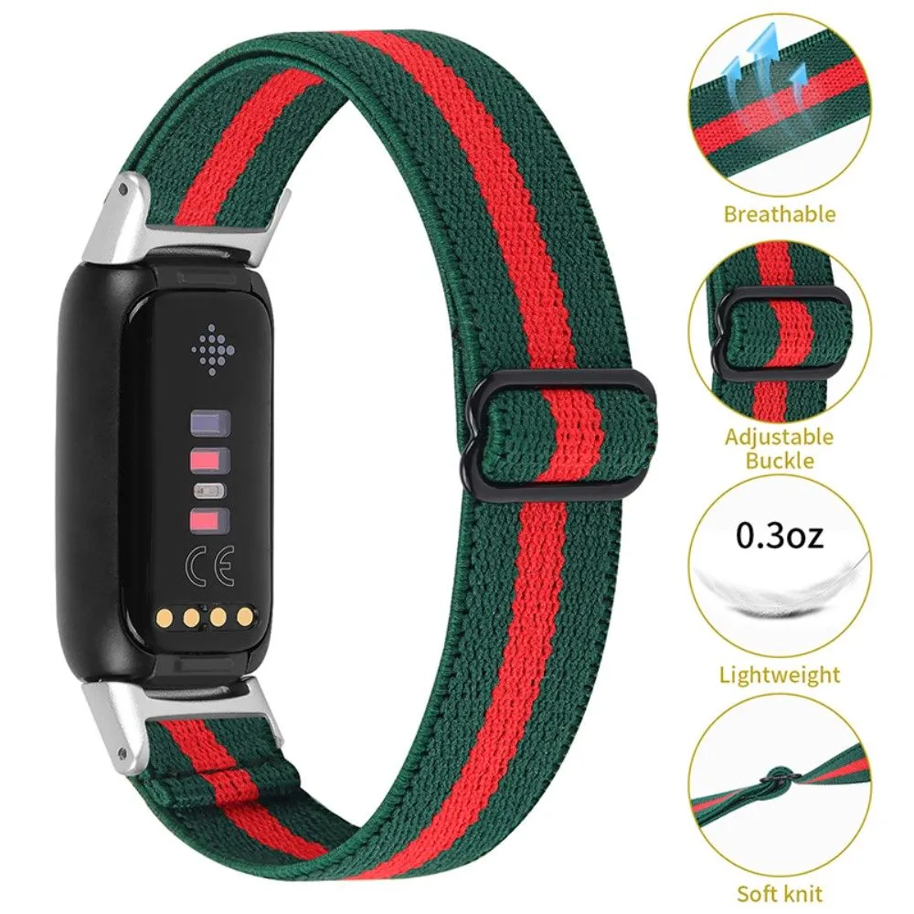 Fitbit Luxe color splice elastic watch strap - Army Green / Red