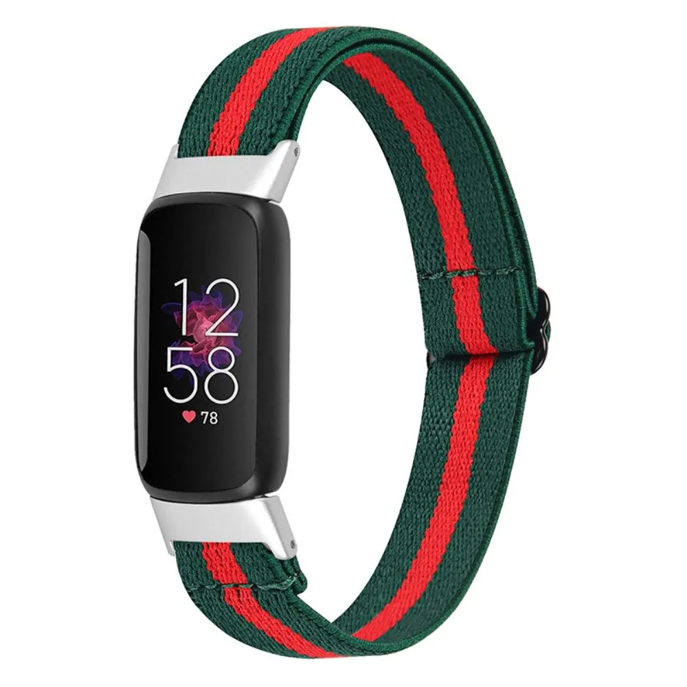 Fitbit Luxe color splice elastic watch strap - Army Green / Red