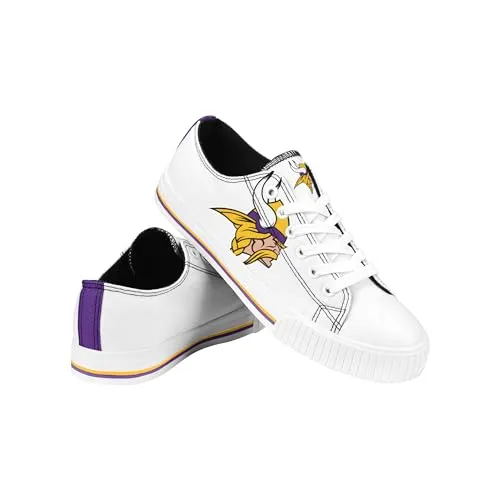 FOCO Minnesota Vikings NFL Womens Big Logo Low Top White Canvas Shoes - 8/L