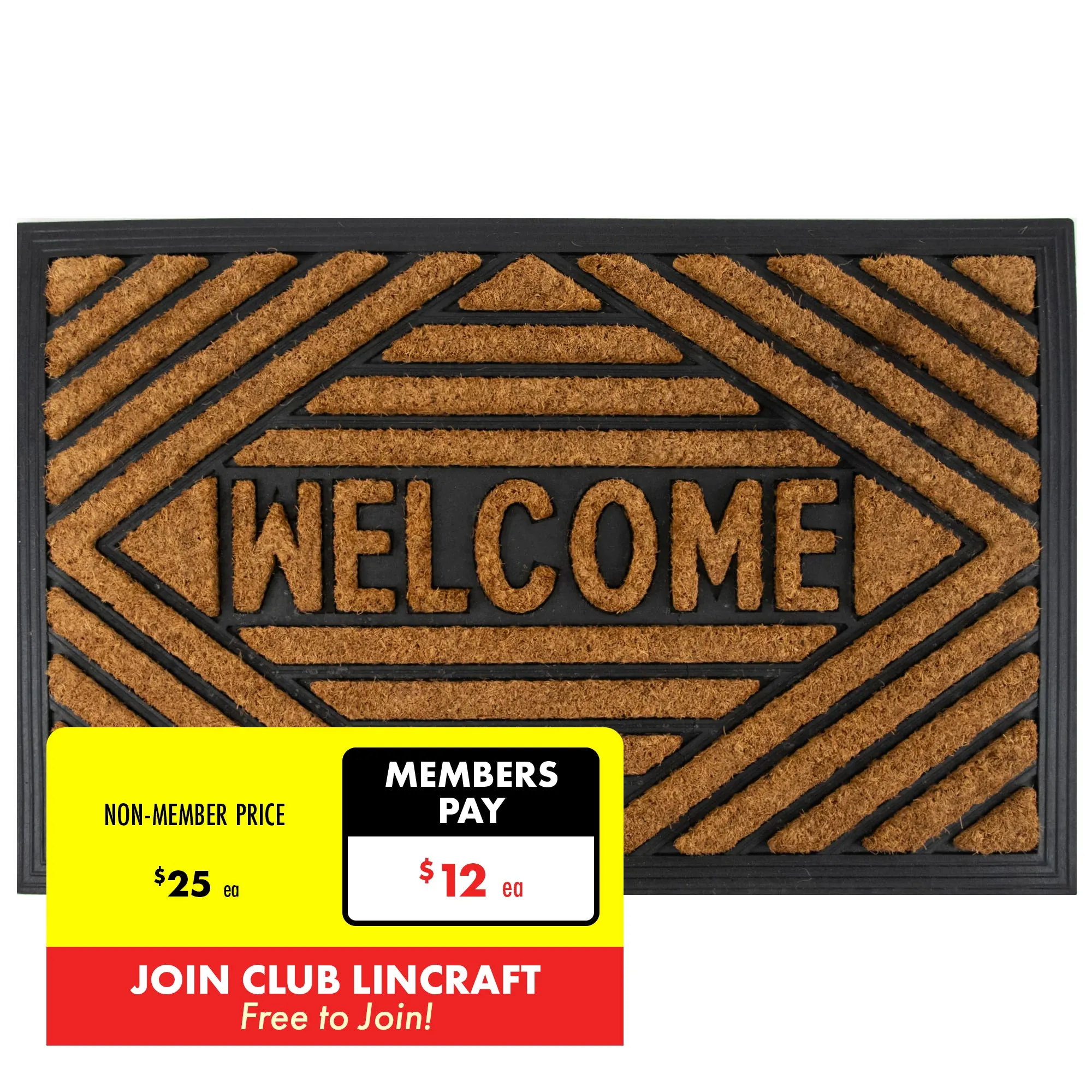 Formr Rubber Moulded Coir Brush Mat, Box Welcome- 40x60cm