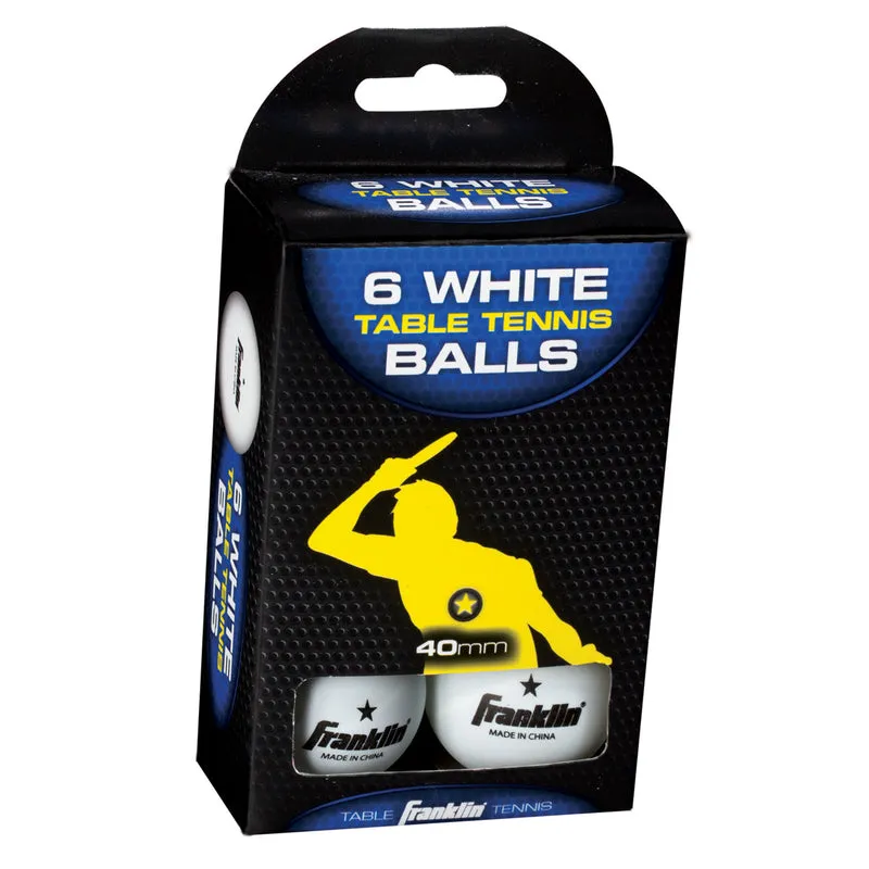 Franklin Table Tennis Balls Plastic White 6 pc