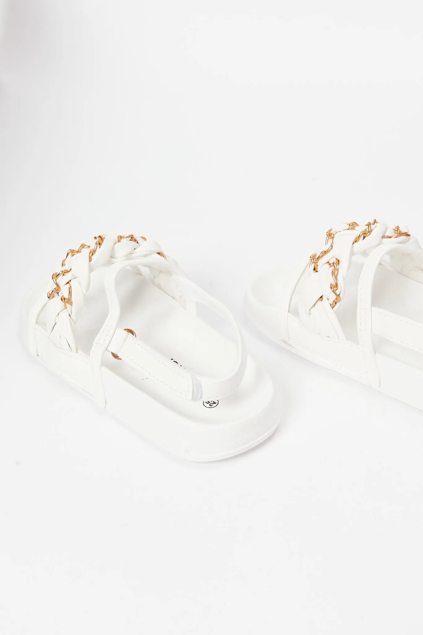 Girls White Chain Detail Slide