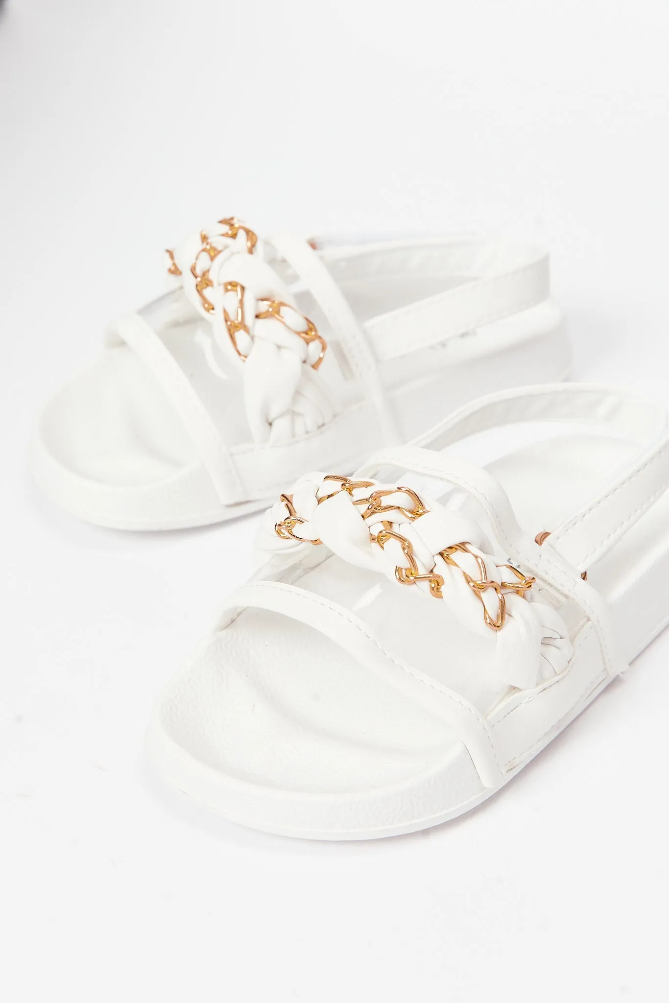 Girls White Chain Detail Slide