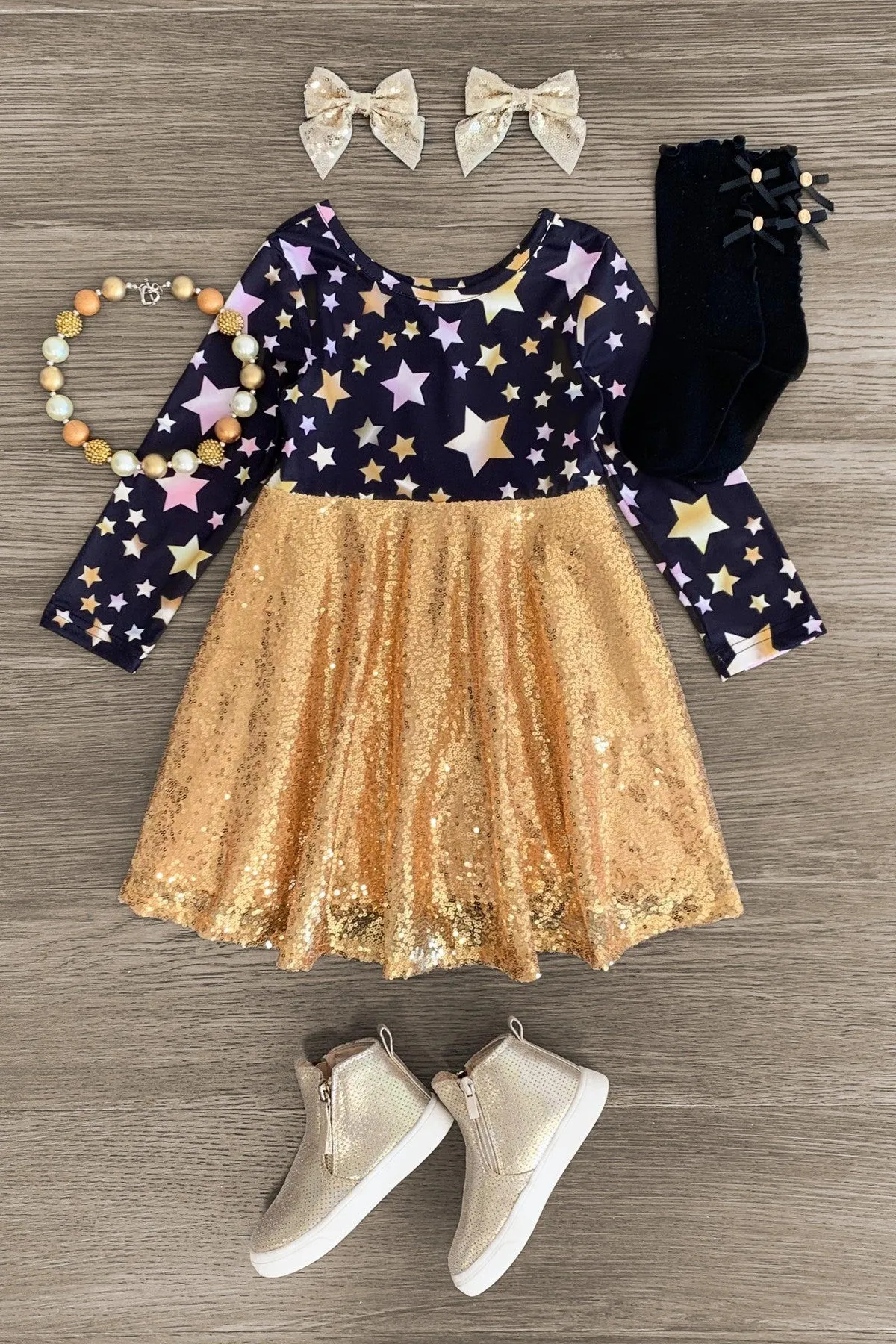 Gold Sequin Star Dress