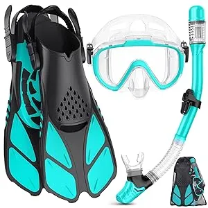 Greatever Snorkel Set Adults with Flippers, Diving Set with Snorkel Mask